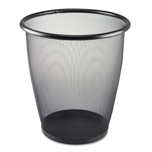 Safco 5 gal Round Trash Can, Black, Open Top, Steel 9717BL